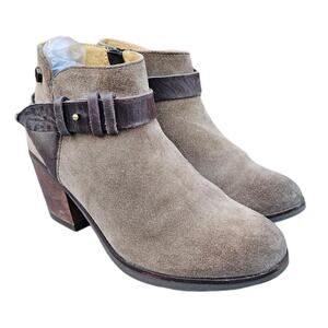 Tan Ankle Bootie Bussola Reikia Vik Size EU 37 US 6.5-7 Suede Leather Harness